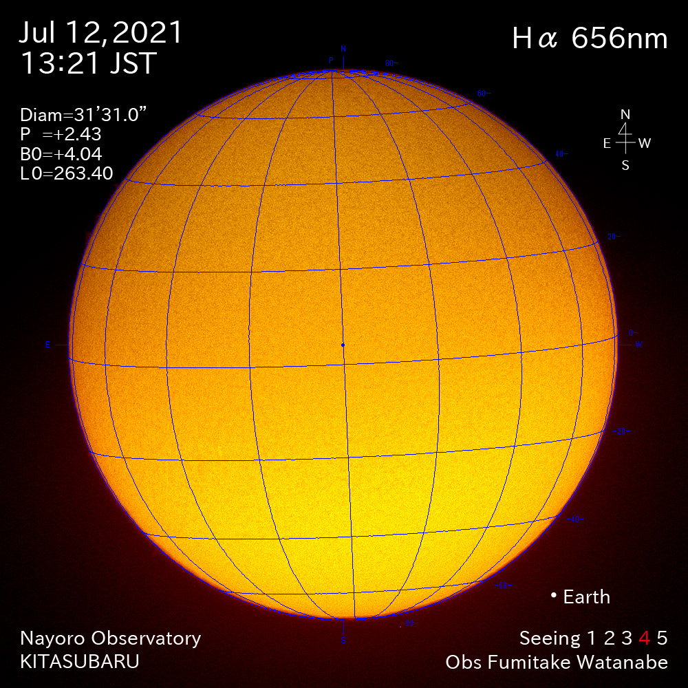 2021年7月12日Ha波長の太陽