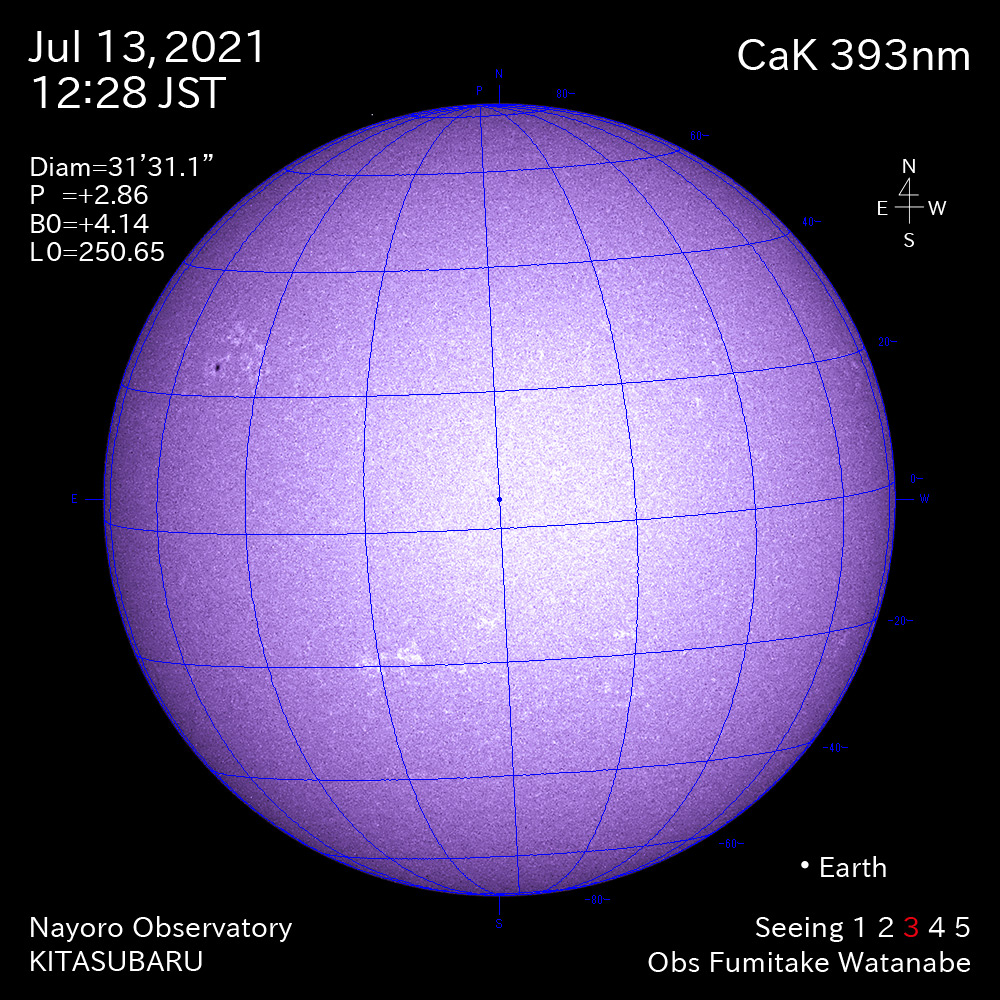 2021年7月13日CaK波長の太陽