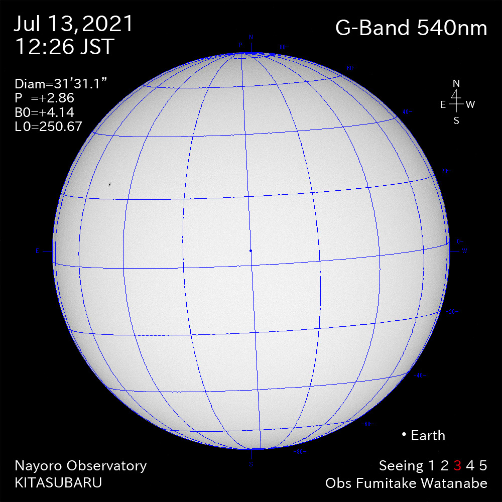 2021年7月13日540nm波長の太陽