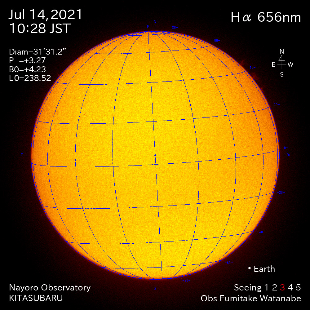 2021年7月14日Ha波長の太陽