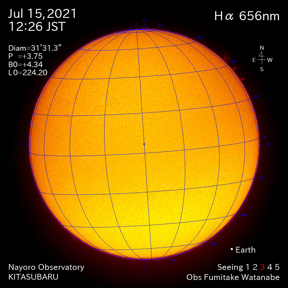 2021年7月15日Ha波長の太陽