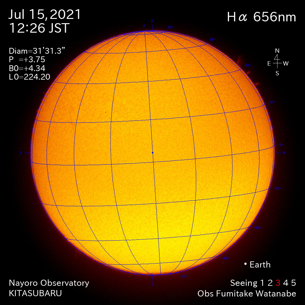 2021年7月15日Ha波長の太陽