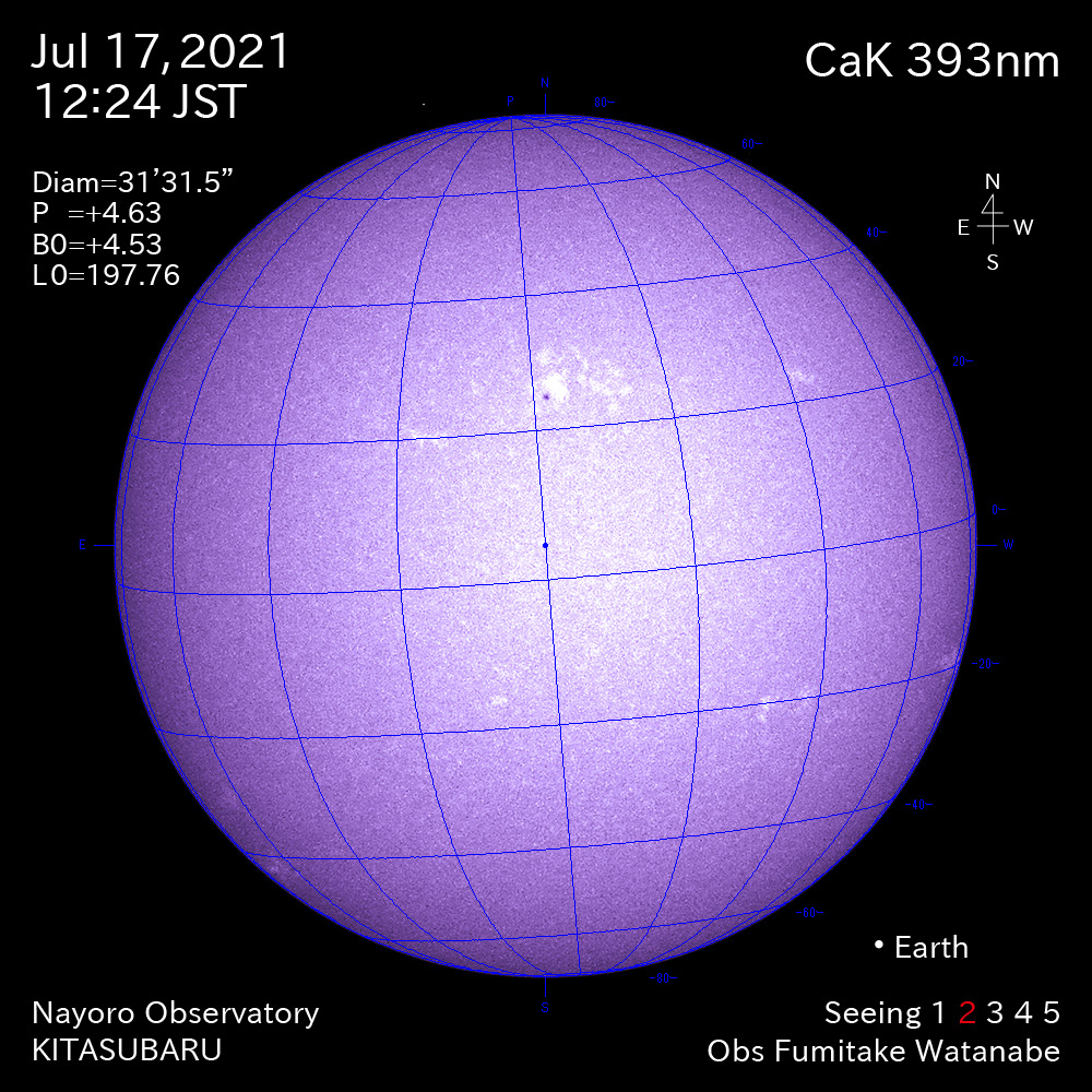 2021年7月17日CaK波長の太陽