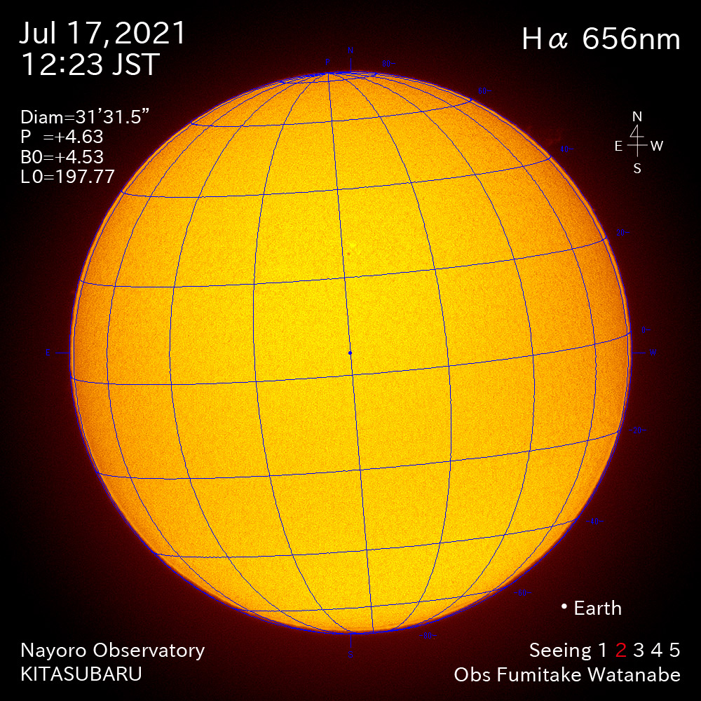 2021年7月17日Ha波長の太陽