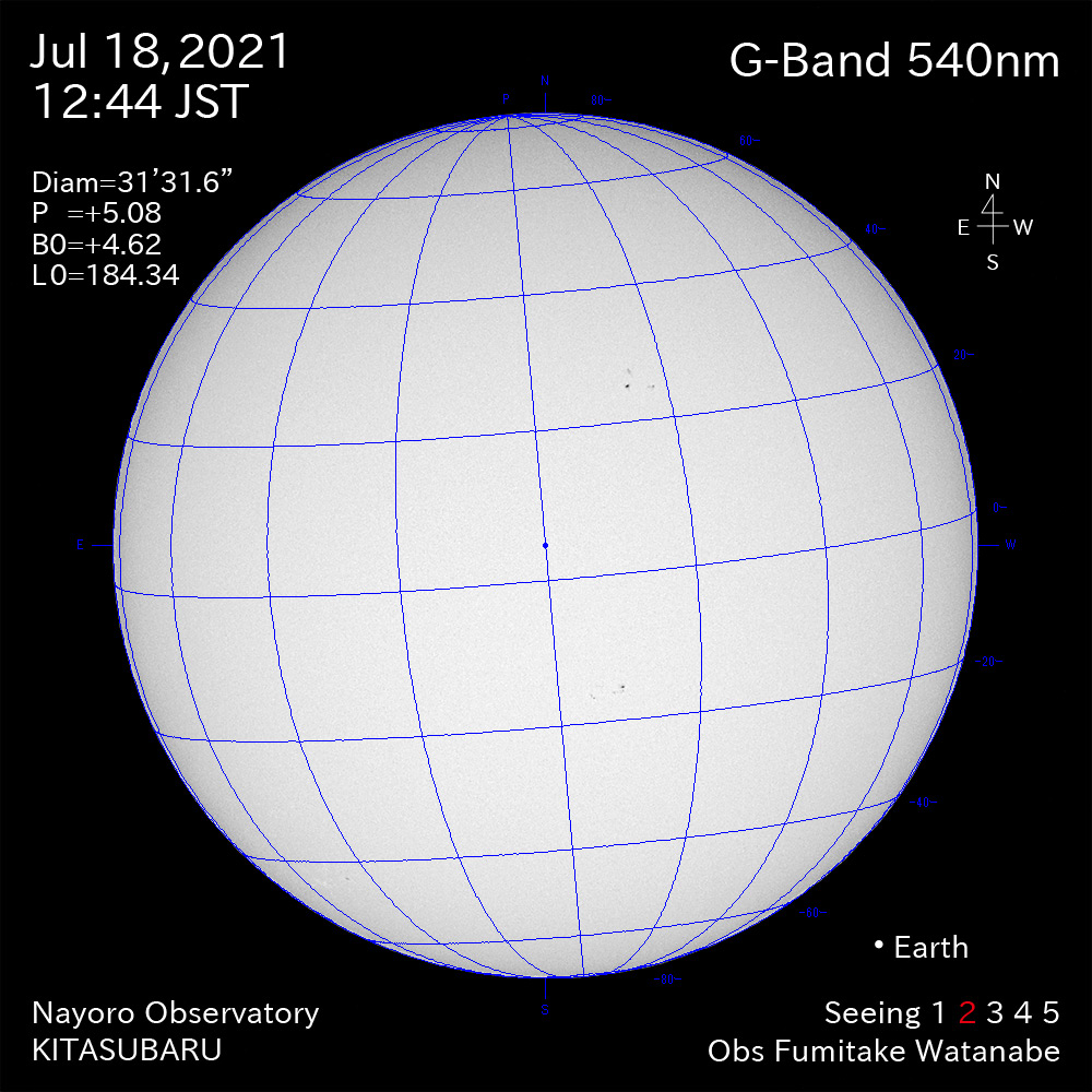 2021年7月18日540nm波長の太陽