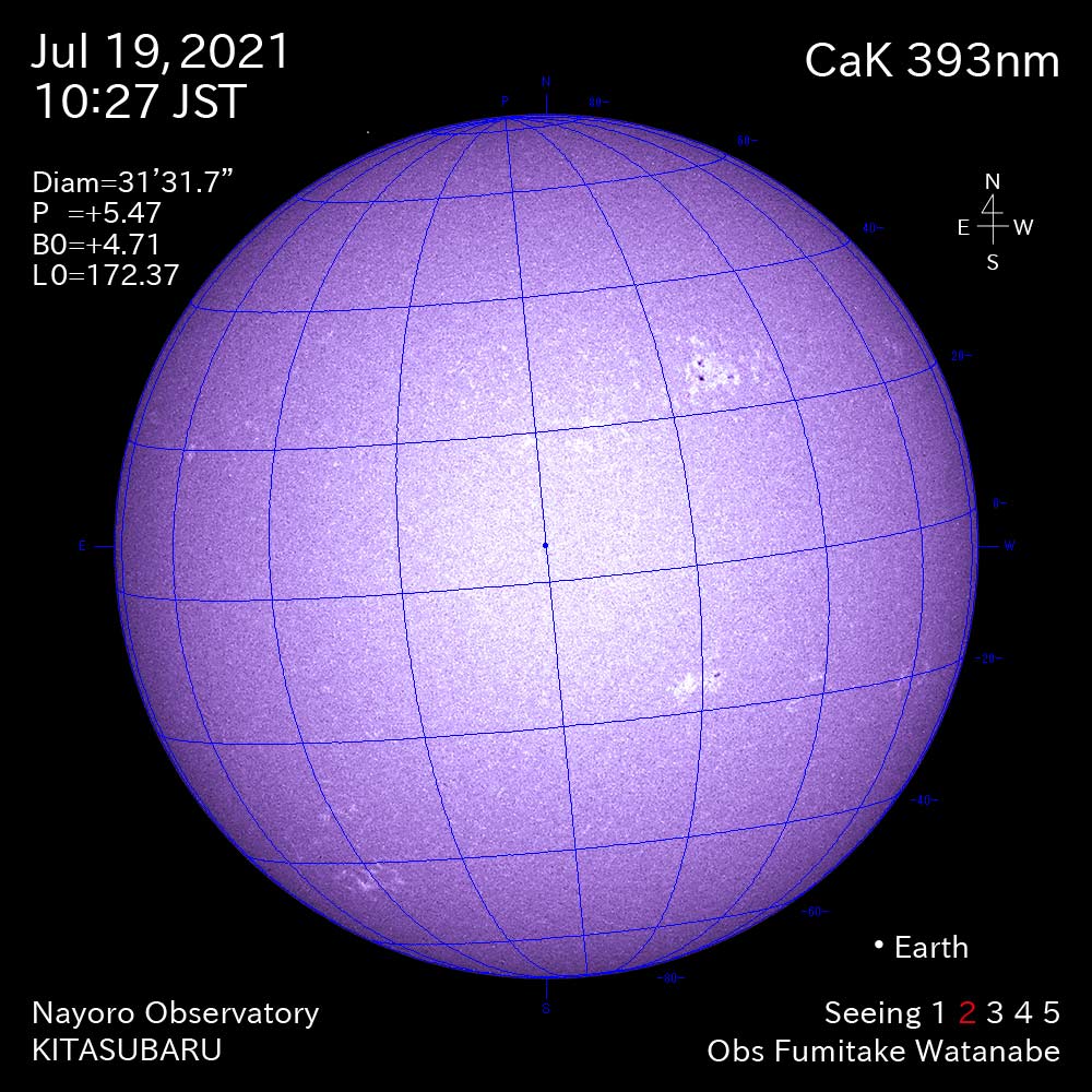 2021年7月19日CaK波長の太陽