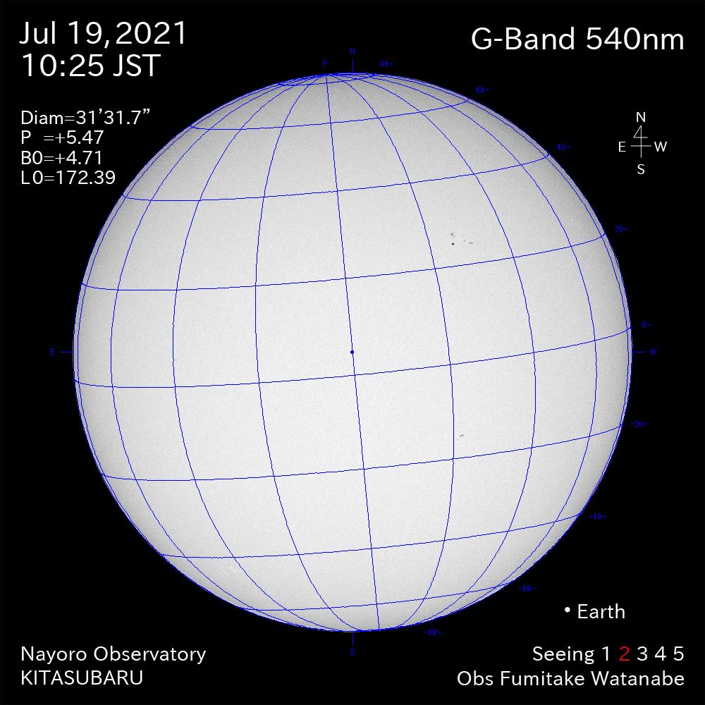 2021年7月19日540nm波長の太陽