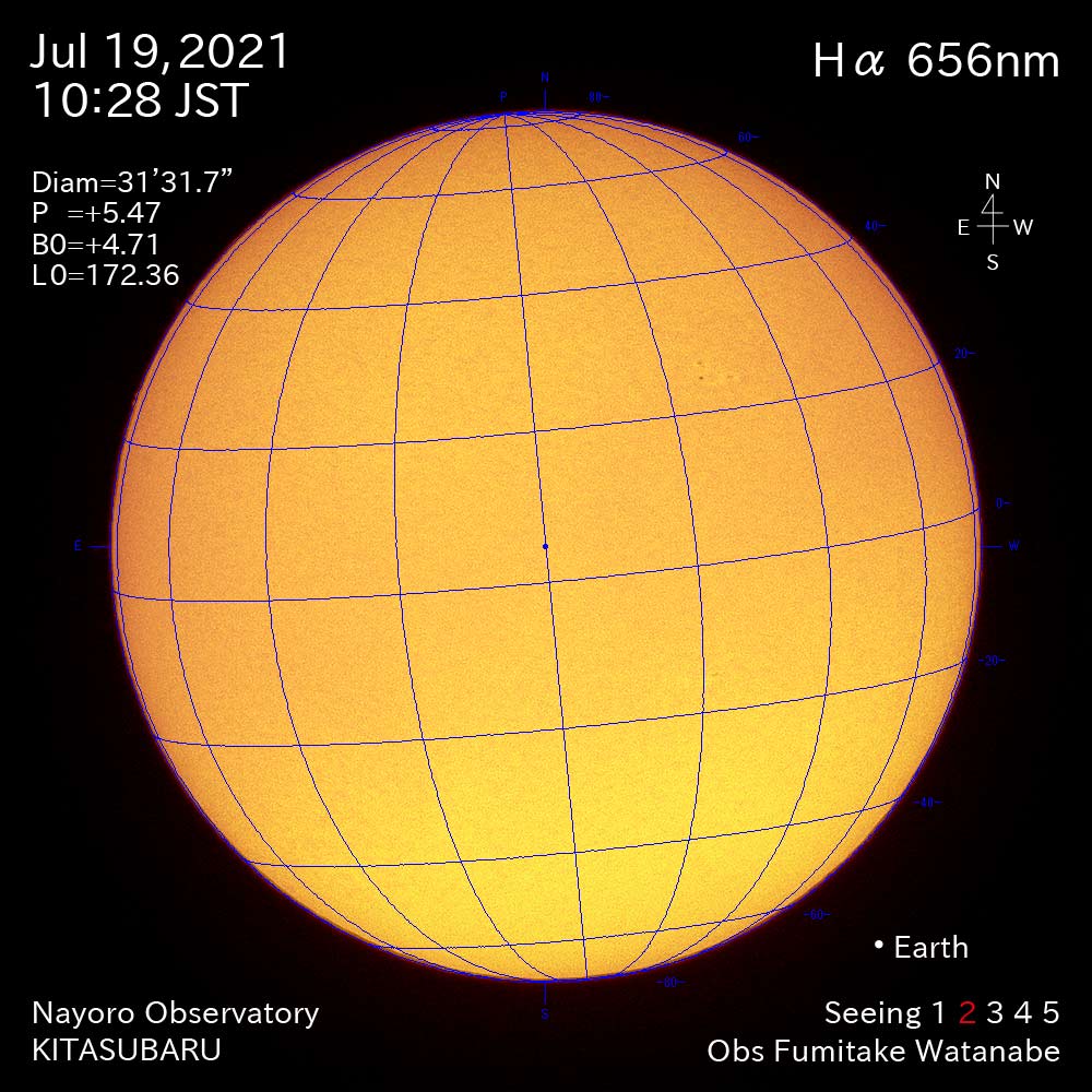 2021年7月19日Ha波長の太陽