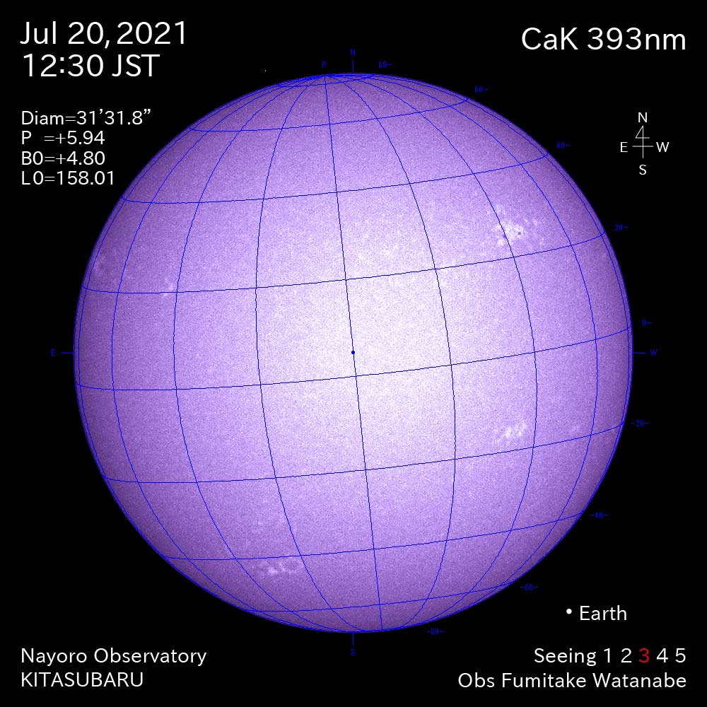 2021年7月20日CaK波長の太陽
