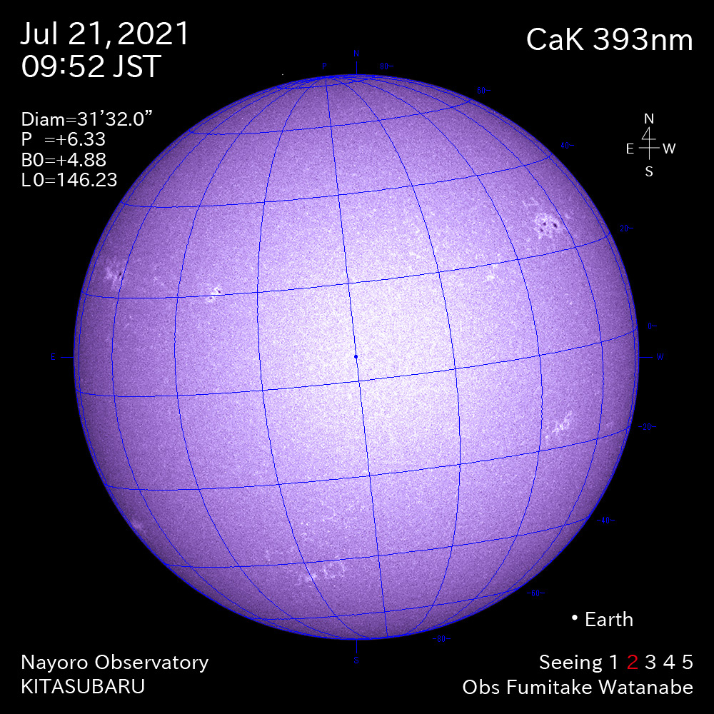 2021年7月21日CaK波長の太陽