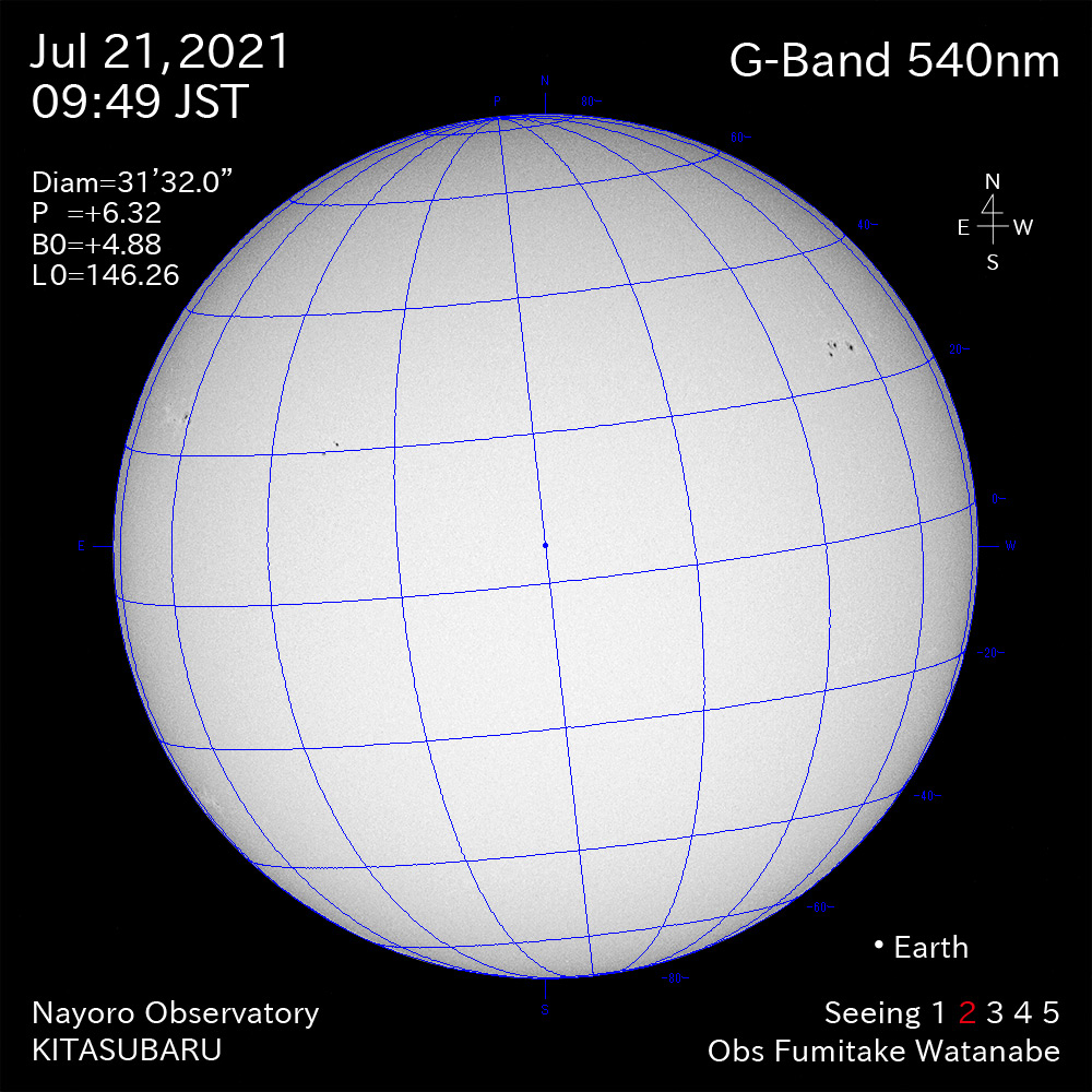 2021年7月21日540nm波長の太陽