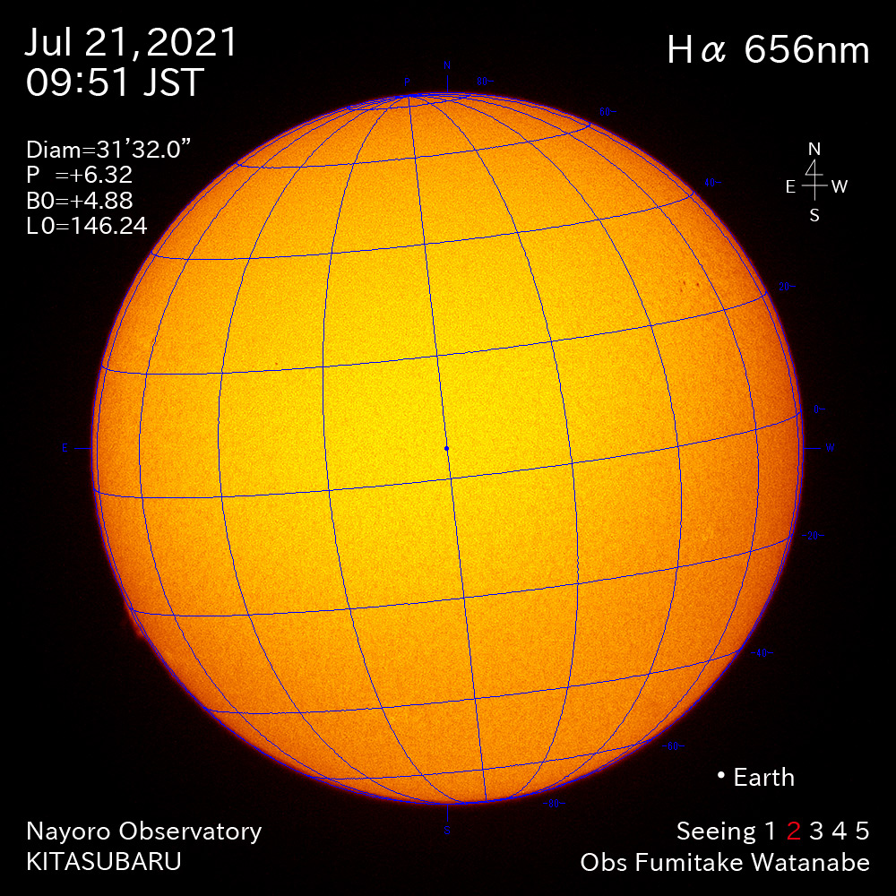 2021年7月21日Ha波長の太陽