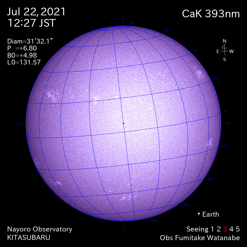 2021年7月22日CaK波長の太陽