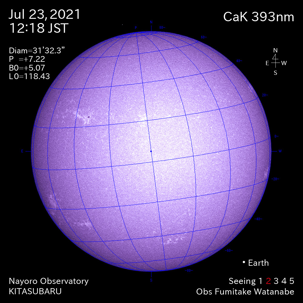 2021年7月23日CaK波長の太陽
