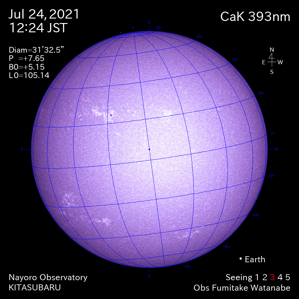 2021年7月24日CaK波長の太陽