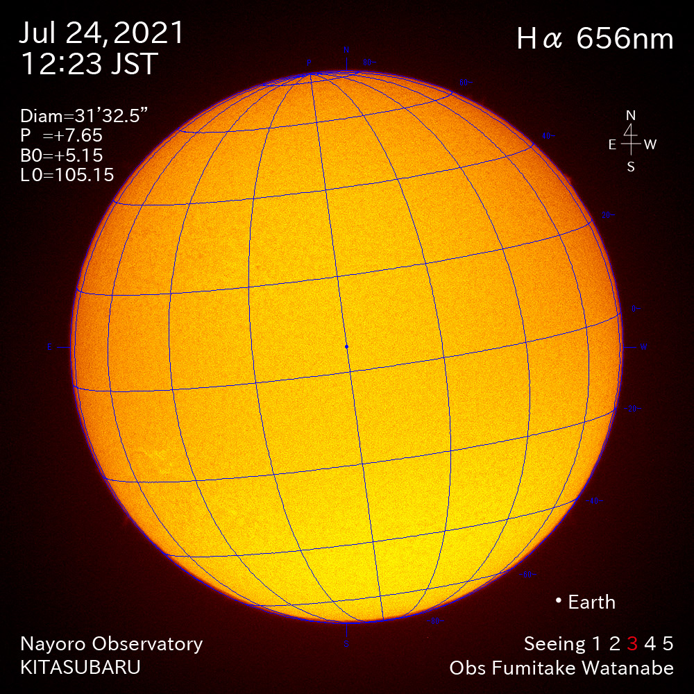 2021年7月24日Ha波長の太陽