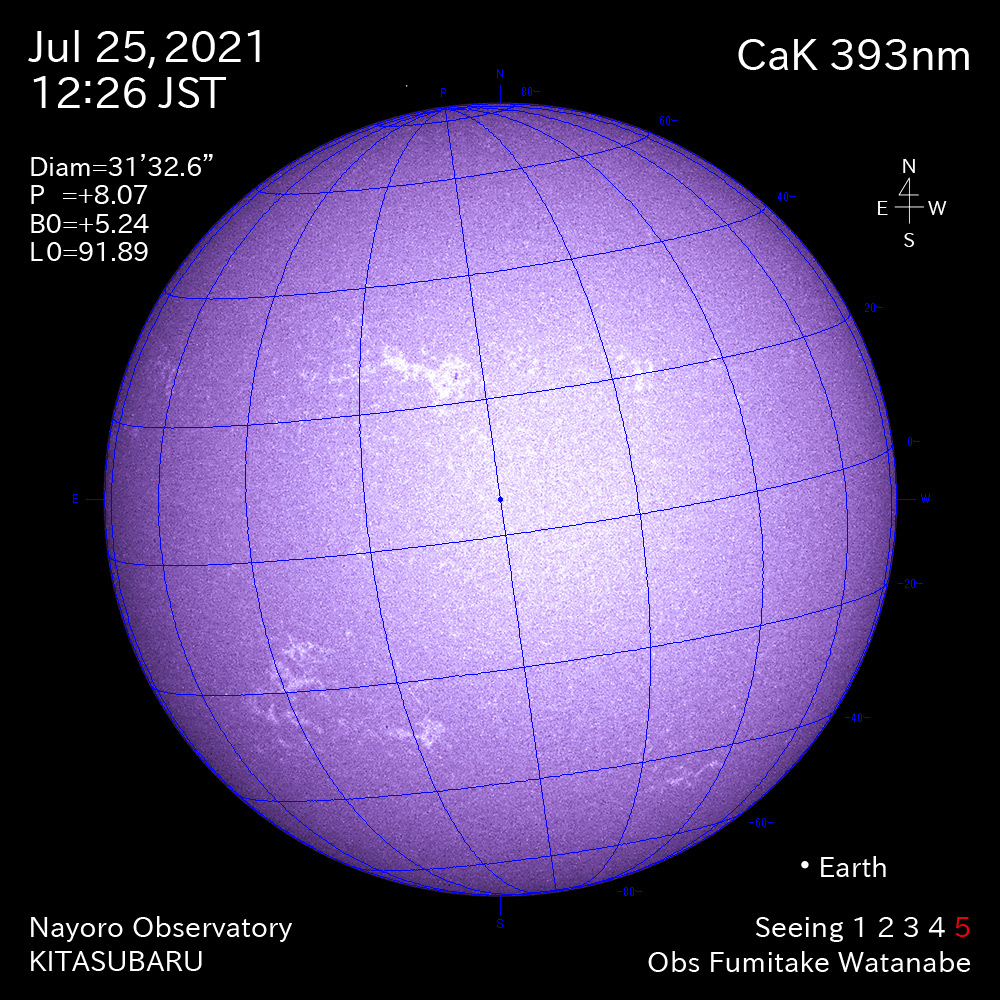 2021年7月25日CaK波長の太陽