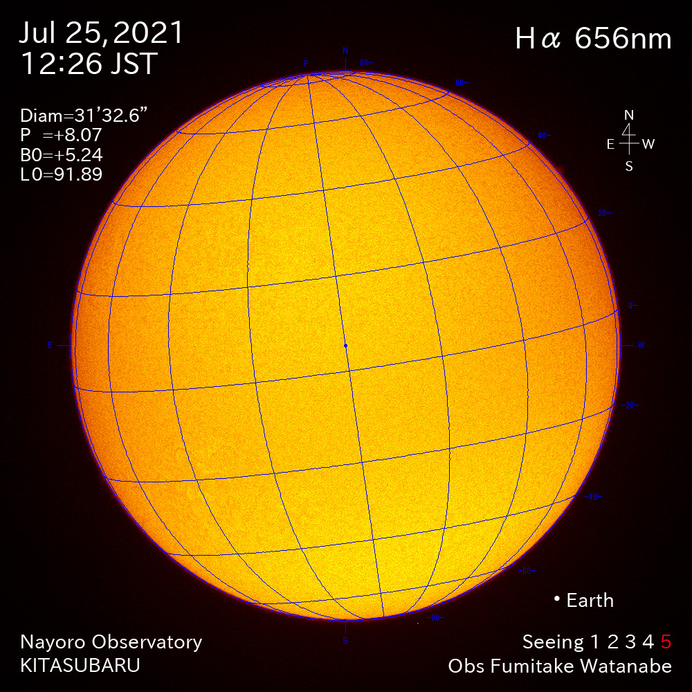 2021年7月25日Ha波長の太陽