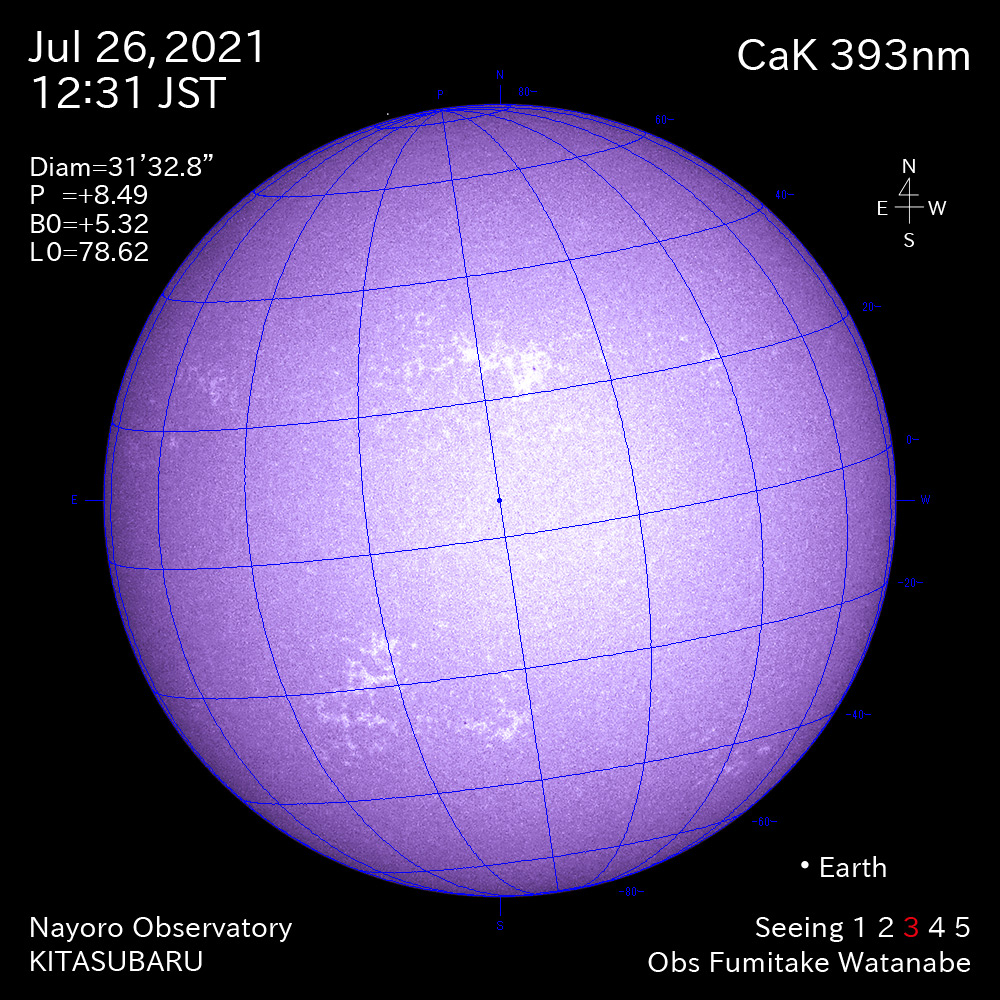 2021年7月26日CaK波長の太陽