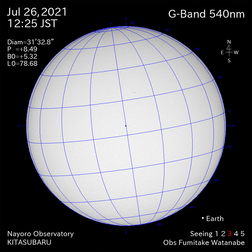 2021年7月26日540nm波長の太陽