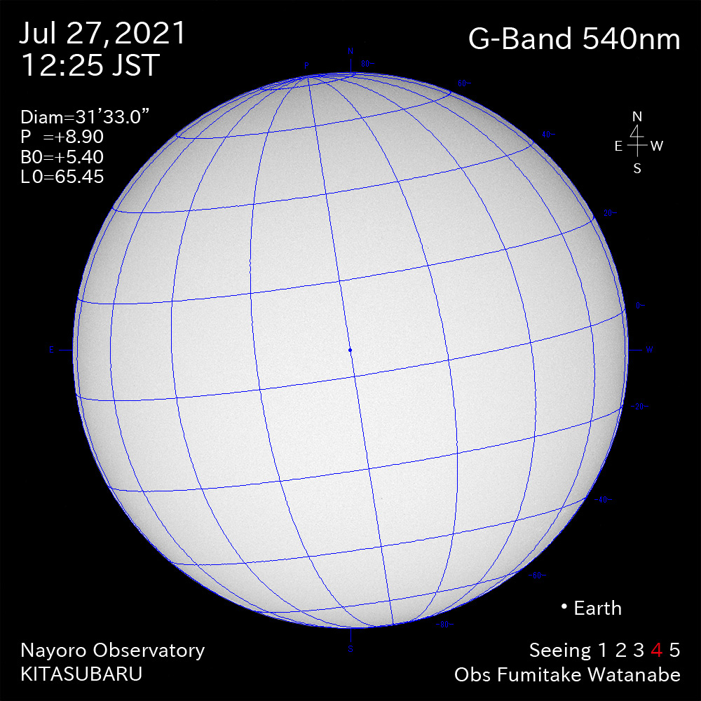 2021年7月27日540nm波長の太陽