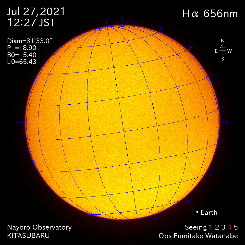 2021年7月27日Ha波長の太陽