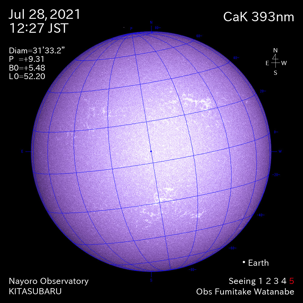 2021年7月28日CaK波長の太陽