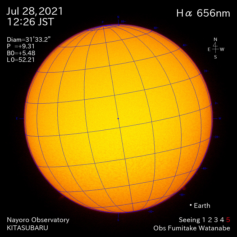 2021年7月28日Ha波長の太陽