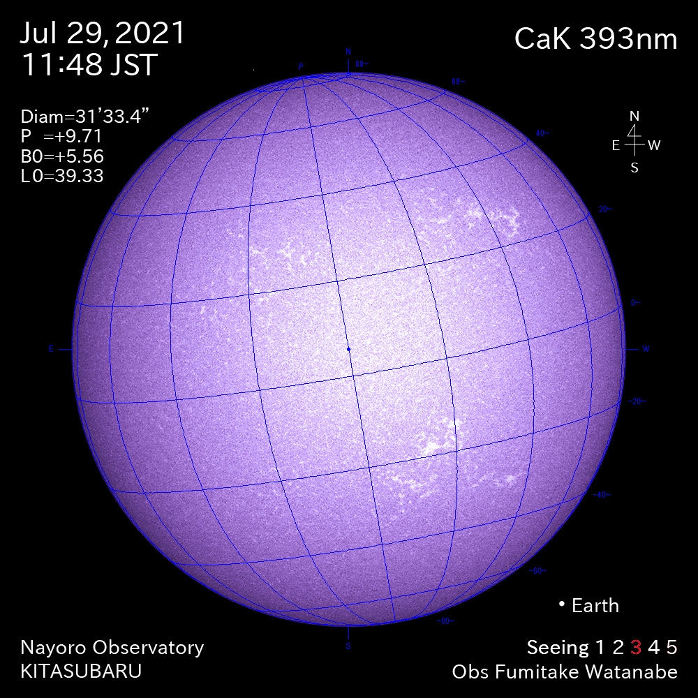 2021年7月29日CaK波長の太陽
