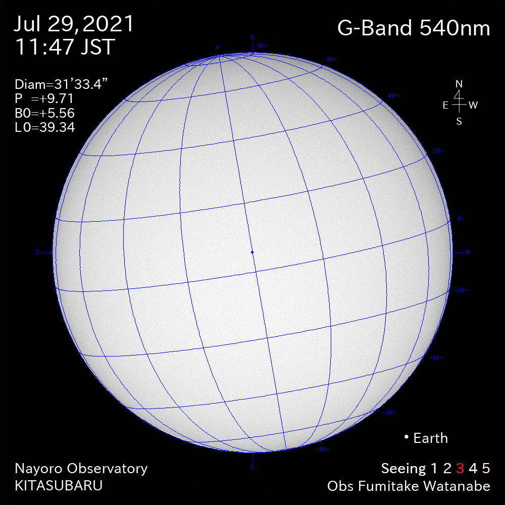 2021年7月29日540nm波長の太陽