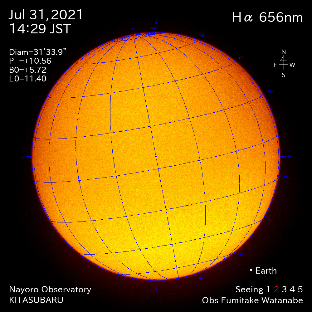 2021年7月31日Ha波長の太陽
