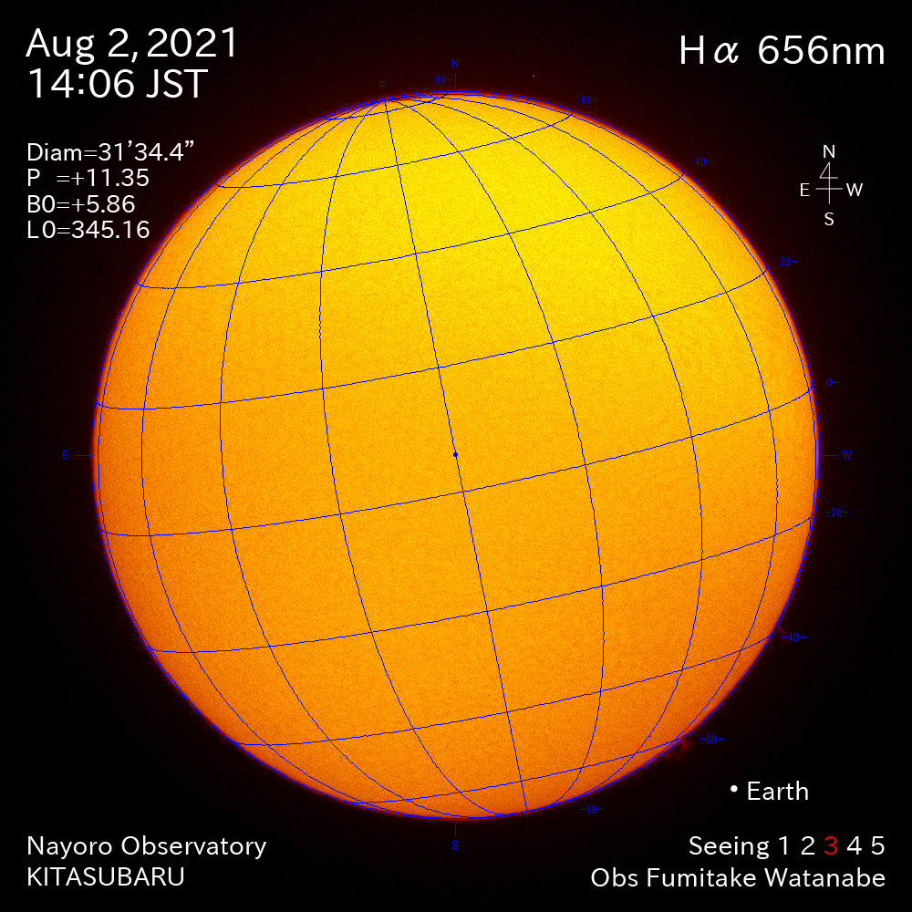 2021年8月2日Ha波長の太陽