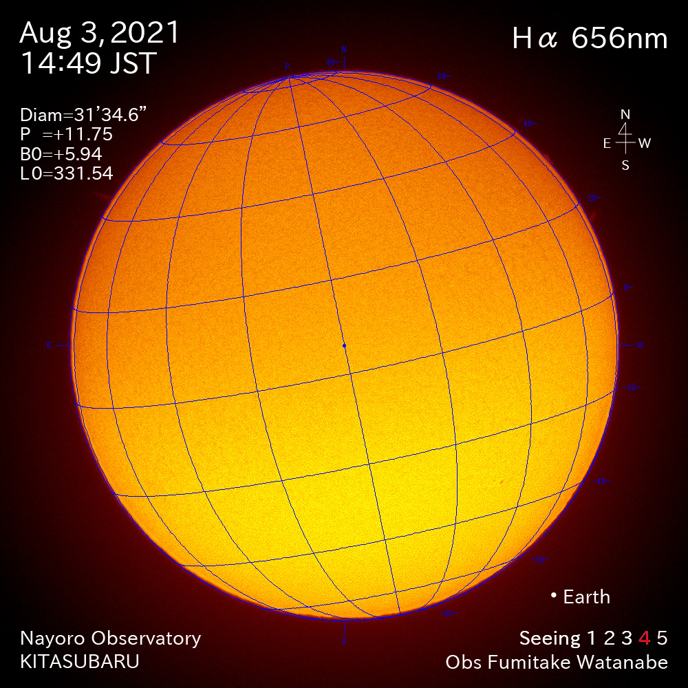 2021年8月3日Ha波長の太陽