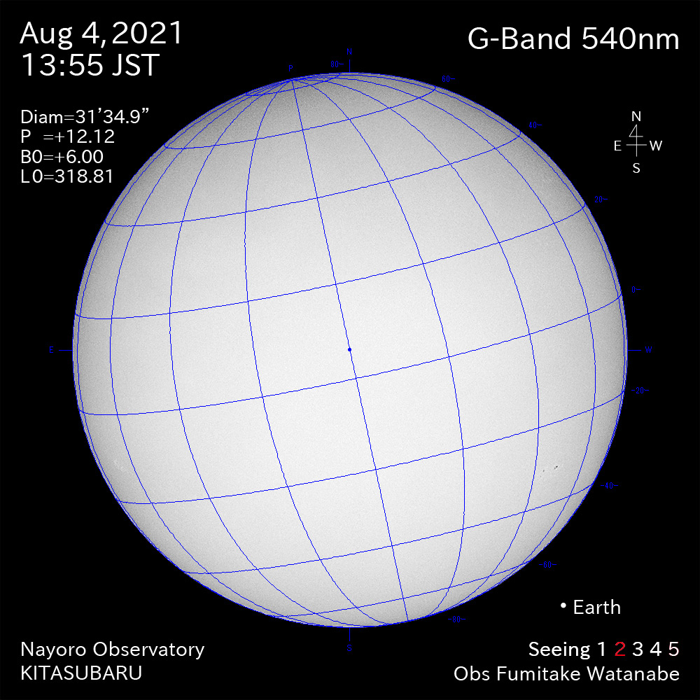 2021年8月4日540nm波長の太陽