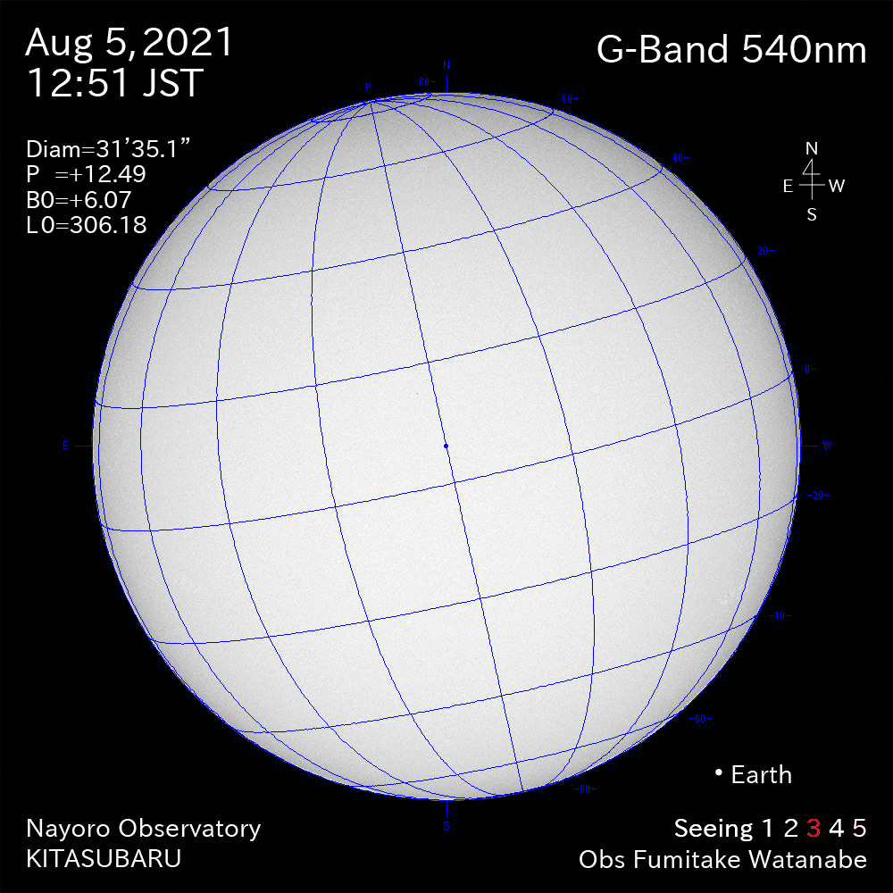 2021年8月5日540nm波長の太陽