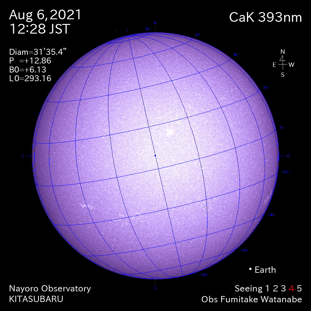 2021年8月6日CaK波長の太陽