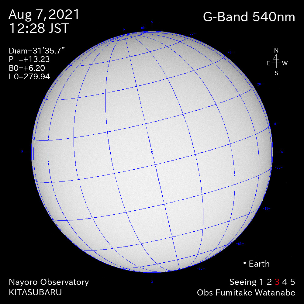 2021年8月7日540nm波長の太陽