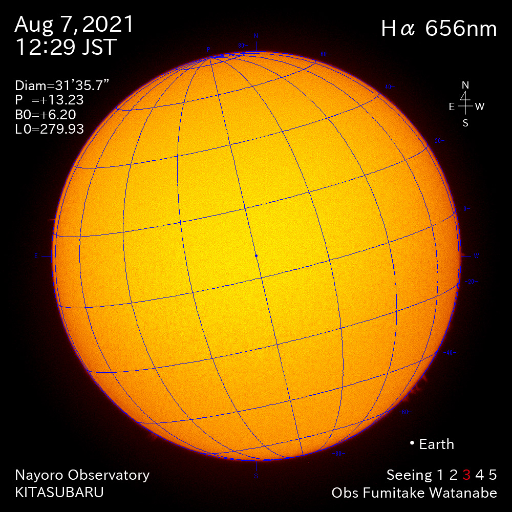 2021年8月7日Ha波長の太陽