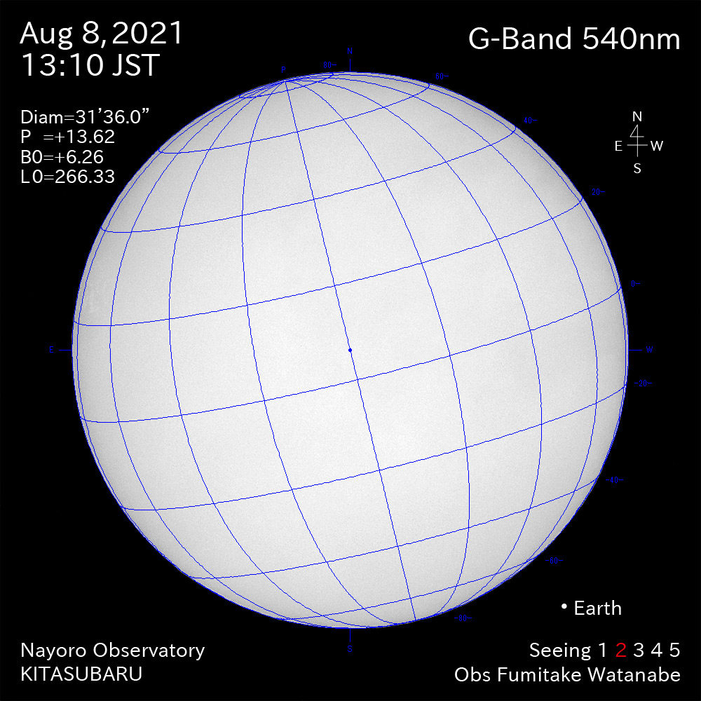 2021年8月8日540nm波長の太陽