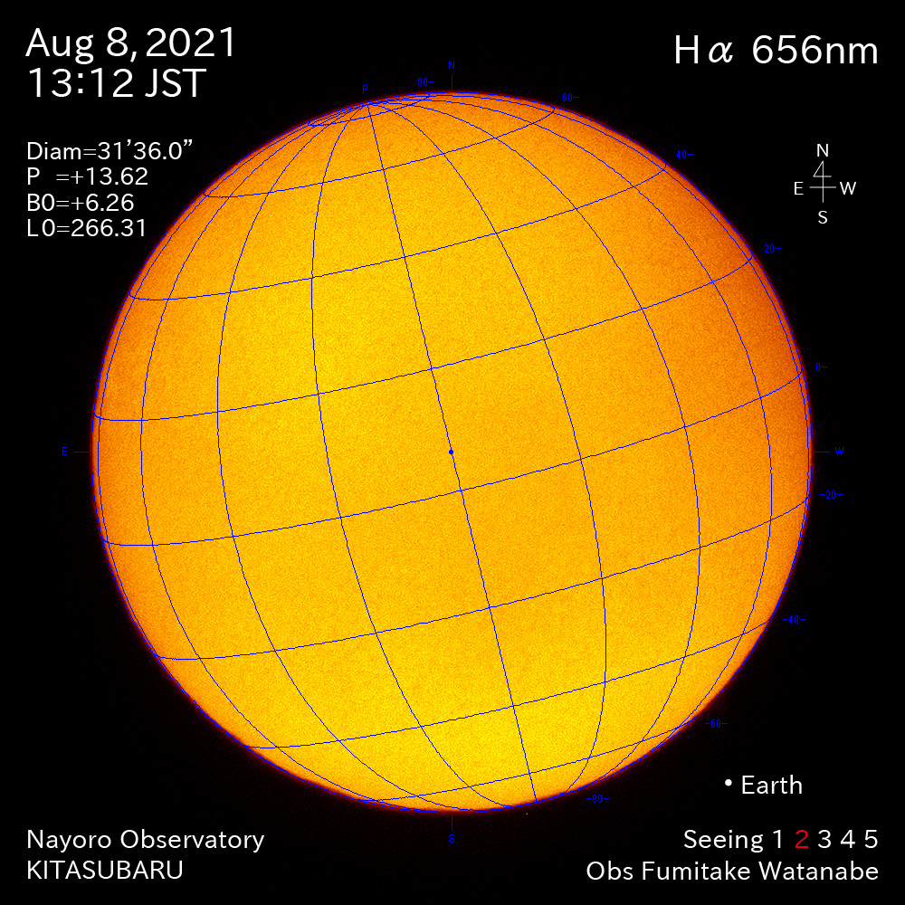 2021年8月8日Ha波長の太陽