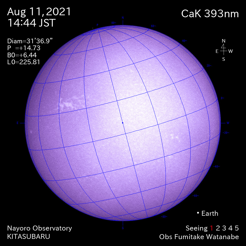 2021年8月11日CaK波長の太陽