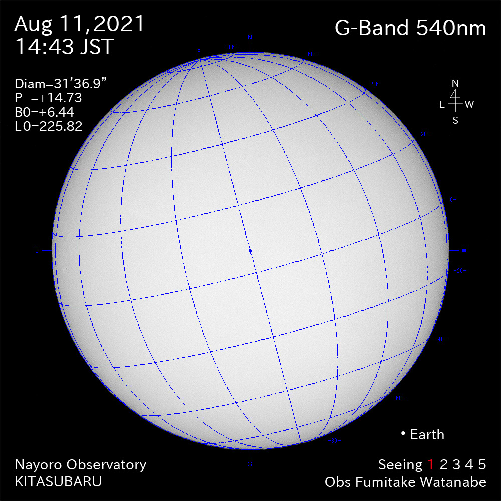 2021年8月11日540nm波長の太陽