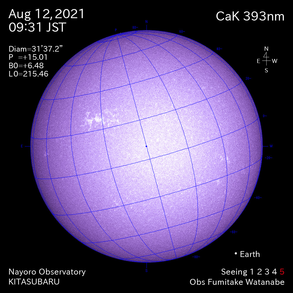 2021年8月12日CaK波長の太陽
