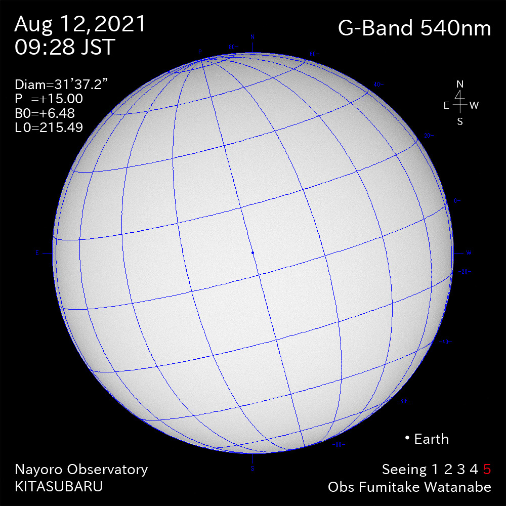 2021年8月12日540nm波長の太陽