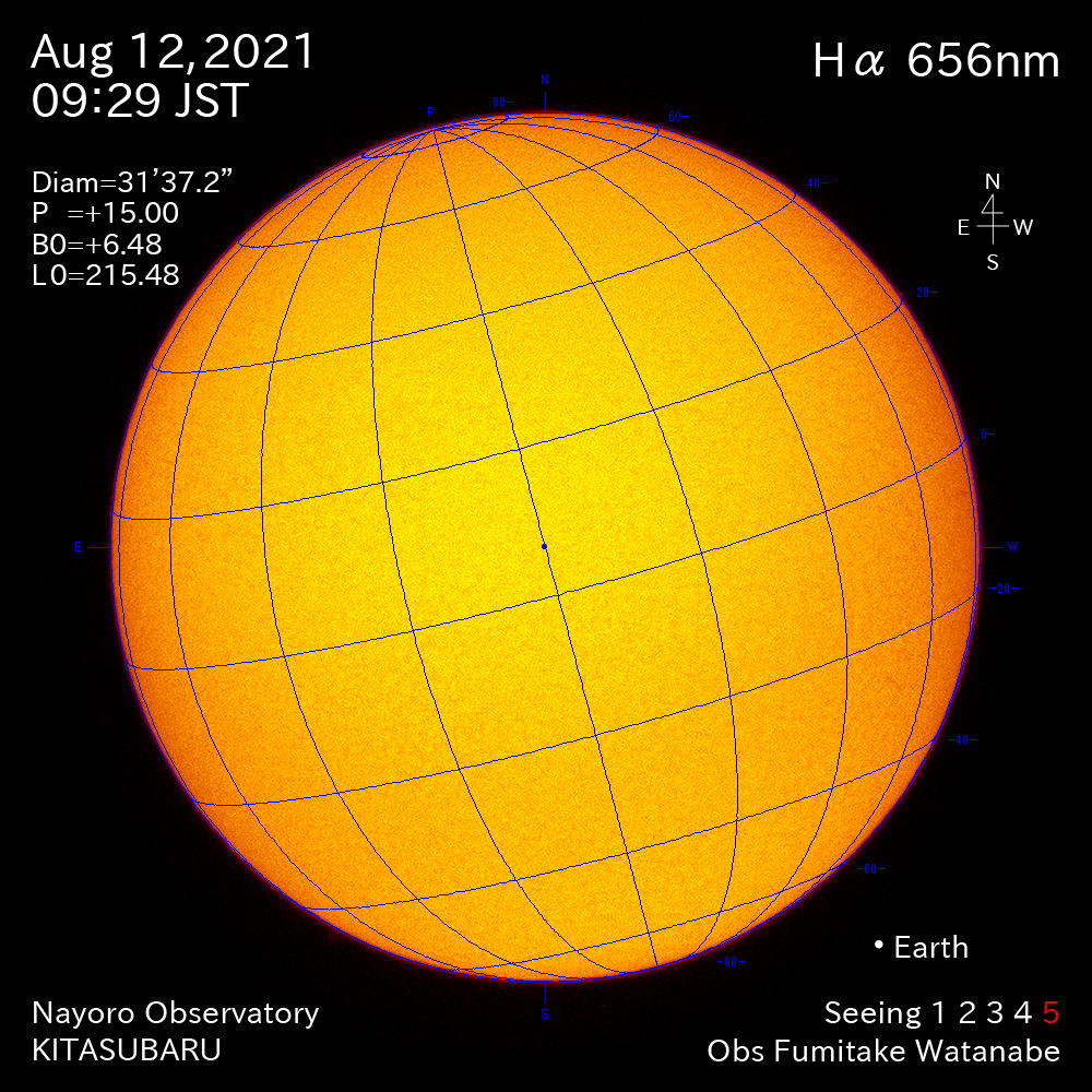 2021年8月12日Ha波長の太陽