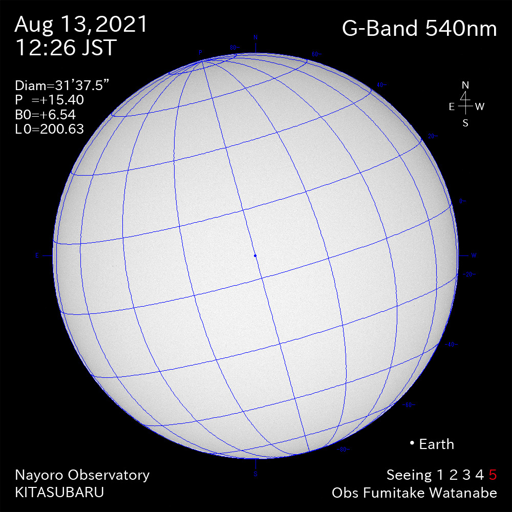 2021年8月13日540nm波長の太陽