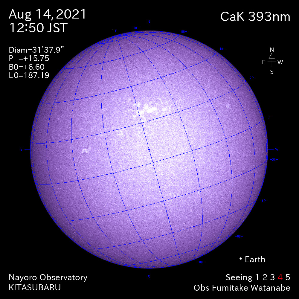 2021年8月14日CaK波長の太陽
