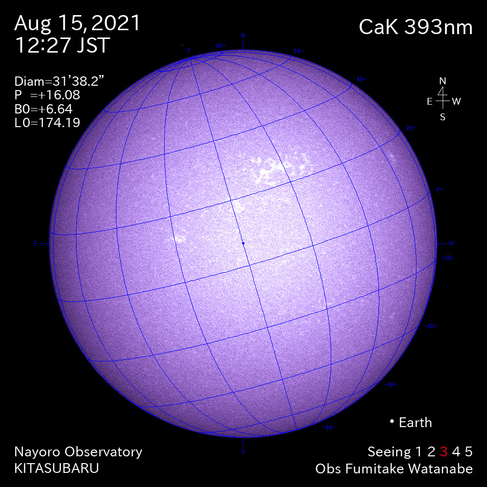 2021年8月15日CaK波長の太陽