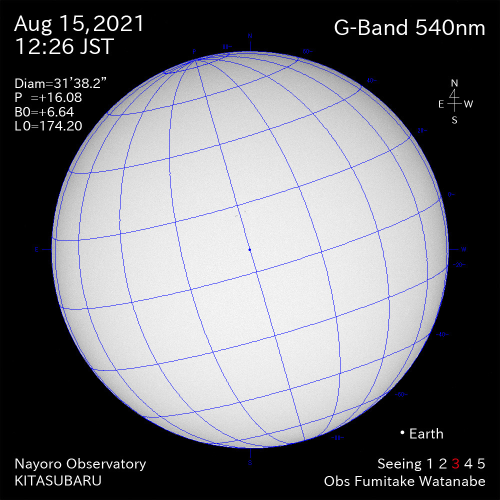 2021年8月15日540nm波長の太陽