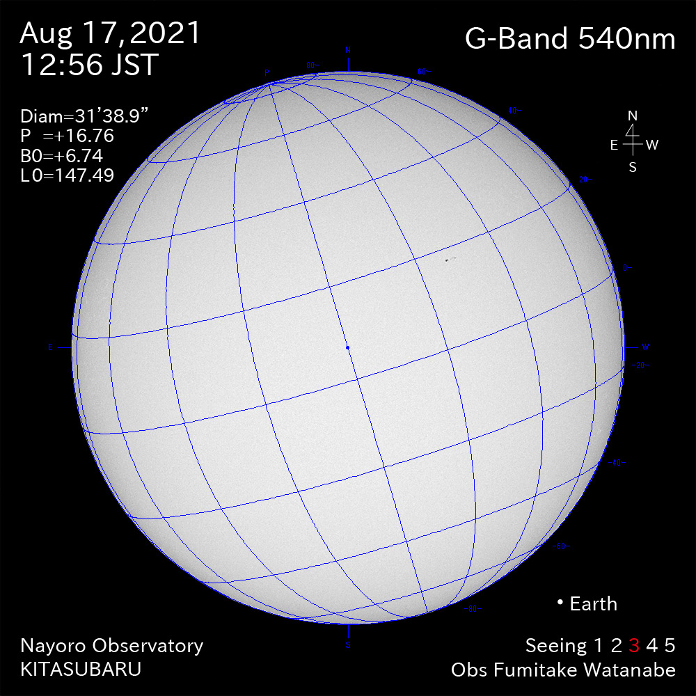 2021年8月17日540nm波長の太陽